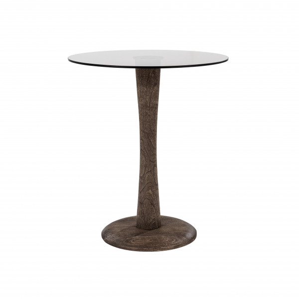 Masuta de cafea rotunda din lemn de mango si sticla Boogie 60x60x70 cm maro