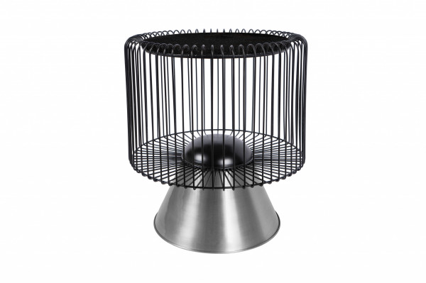 Masuta de cafea rotunda din marmura si fier Malibu 51x51x56,5 cm negru