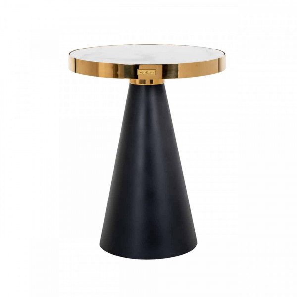 Masuta de cafea rotunda din marmură si otel Odin 55x45x45 cm alb/negru