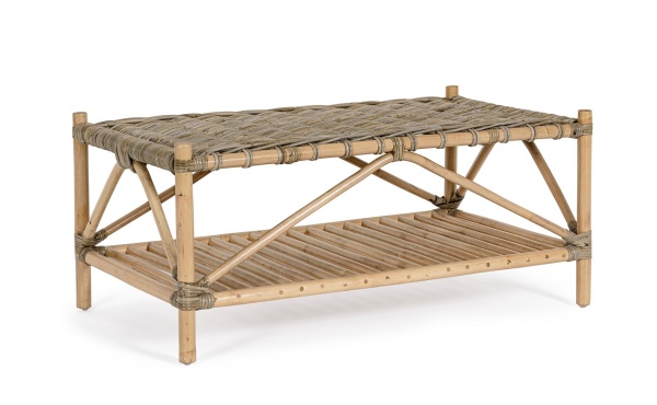 Măsuță de cafea Tarifa, din ratan cu țesătură Kubu, finisaj natural, 96x56x43.5 cm