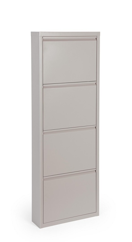 Pantofar metalic Eyvin, 4 uși rabatabile, taupe, 50x15x139,3 cm