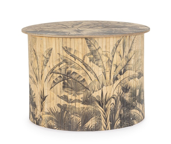 Set 2 măsuțe de cafea Nariko Ro, rotundă, din bambus și MDF, diametru 58 cm, înălțime 40 cm