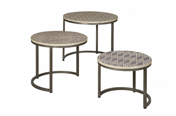 Set 3 masute de cafea patrate din metal 61x61x52 cm argintii