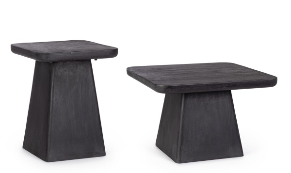 Set de 2 măsuțe de cafea pătrate Fuji, din lemn de mango cu finisaj nitrocelulozic, 60x60x40 cm, 40x40x50 cm