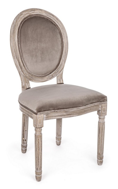 Set de 2 scaune Mathilde, tapițate cu efect de catifea, taupe