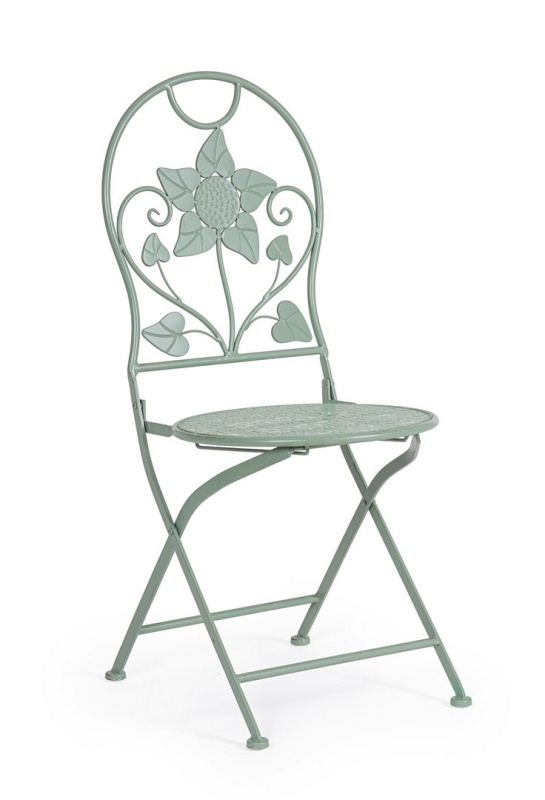 Set de 2 scaune pliabile din oțel, culoare salvie, 40x40x94 cm