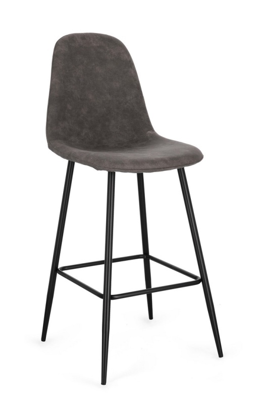Set de 4 scaune de bar Irelia, cu picioare din oțel negru și tapițerie microfibră gri închis, 75 cm