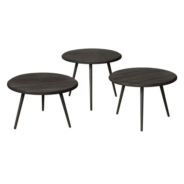 Set masute laterale Turi din lemn masiv negru 55 cm