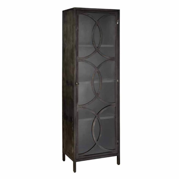 Vitrina Stelvio din metal si sticla neagra 55,5 cm