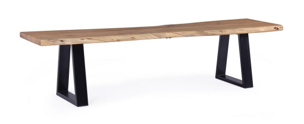 Bancă dining Artur, 2 locuri, din lemn de salcâm și oțel, 178x45x45 cm