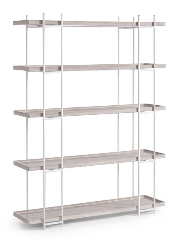 Bibliotecă Laurel cu 4 rafturi din oțel și MDF 164 cm