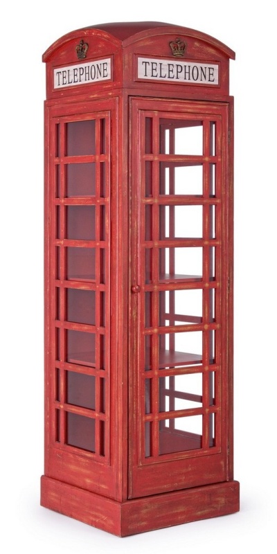 Bibliotecă RED CABIN din lemn de brad rosie 180 cm