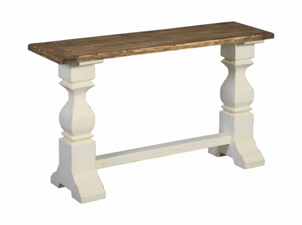 Consola din lemn 145x40 cm alb/maro