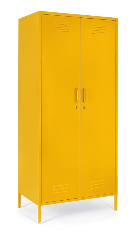 Dulap Cambridge, cu 2 uși, din oțel, vopsit electrostatic, galben, 80x50x185 cm