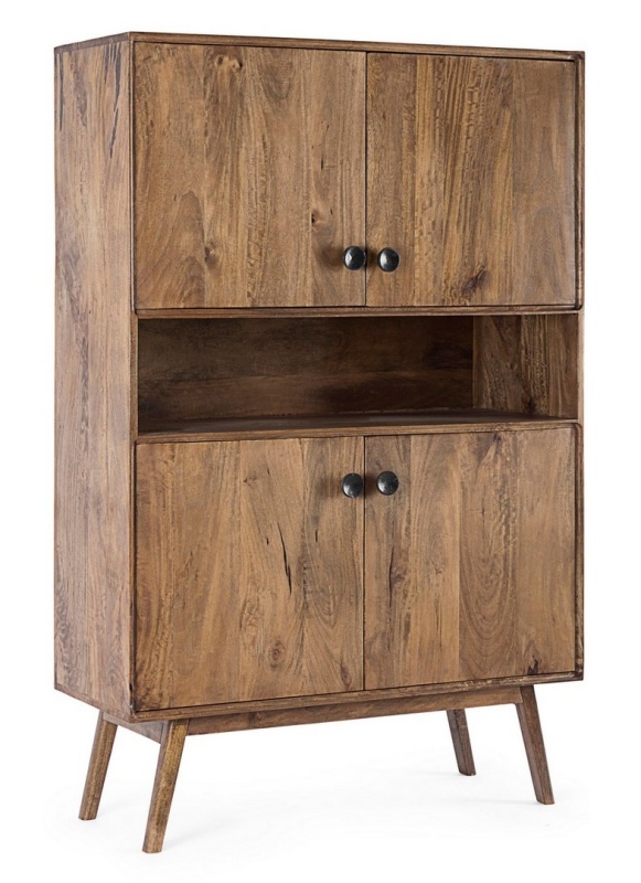 Dulap living cu 4 uși Sylvester, din lemn de mango, 104x40x158 cm