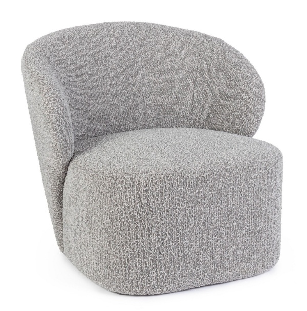 Fotoliu gri din textil bouclé, 79.5 x 75.5 x 72 cm