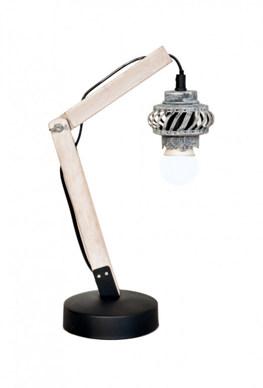 Lampa decorativa din lemn/fier Rossa V gri, un bec