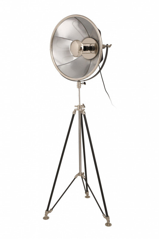 Lampadar din otel/aluminiu/bumbac Bowie negru/argintiu