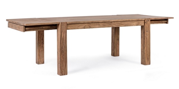 Masă extensibilă Salford pentru 12 persoane, din lemn de sheesham, finisaj natural, 200-300x100 cm