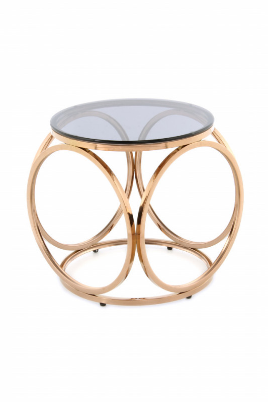 Masuta de cafea rotunda din sticla Whitney 40x40x42 cm gri/auriu