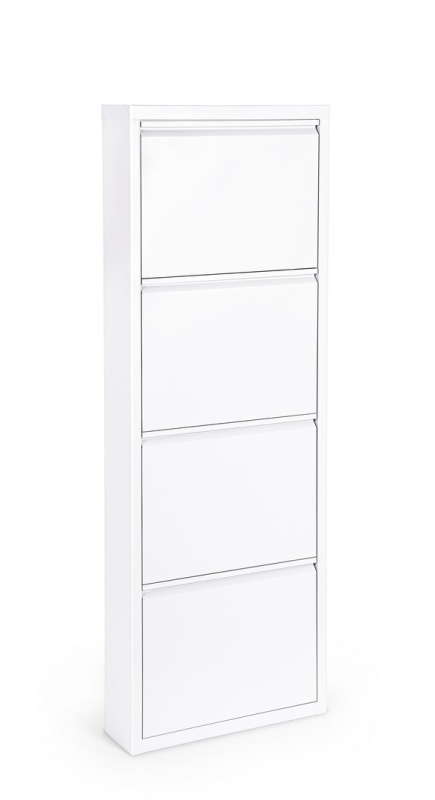 Pantofar metalic Eyvin, 4 uși rabatabile, alb, 50x15x139,3 cm