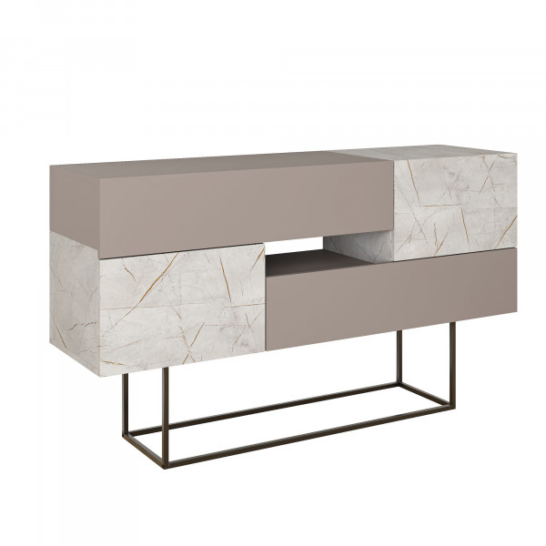 Servanta din pal melaminat Eros marmura si gri 145x82x30 cm