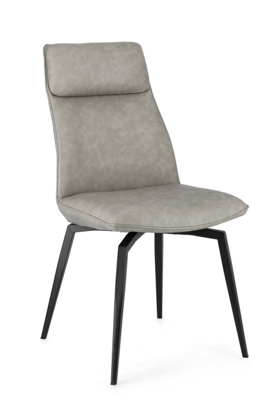 Set 2 scaune Lawrence, piele ecologică și picioare din oțel vopsit, taupe, 48x64x92 cm
