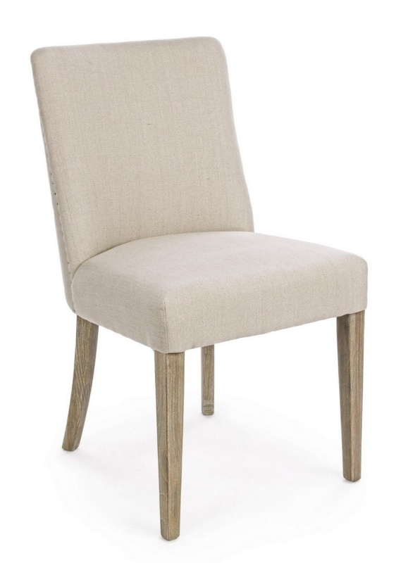 Set de 2 scaune Beatriz, cu ținte metalice, tapițerie din in, natur, 48x57x88 cm