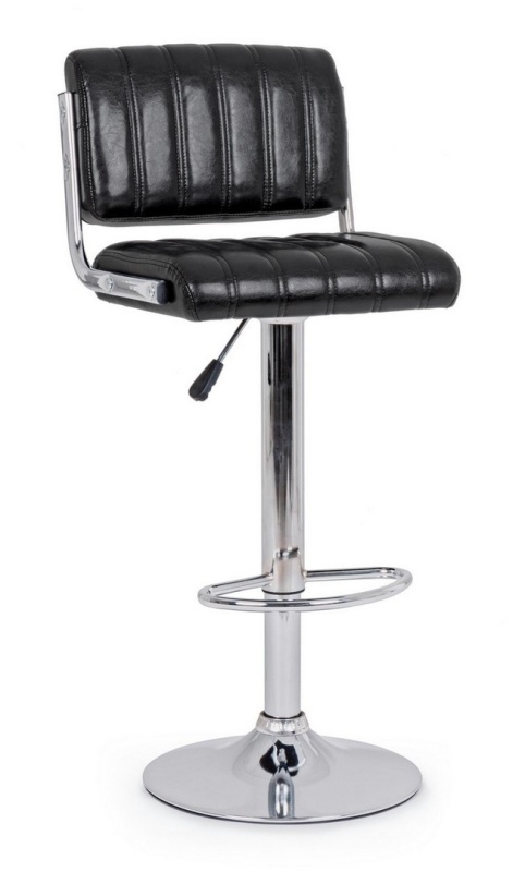 Set de 2 scaune de bar Barclay din oțel cromat și piele ecologică, negru