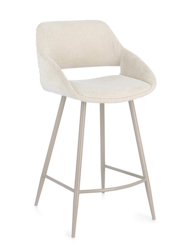 Set de 2 scaune de bar Florence, tapițate, cu picioare din metal, crem, 50x50x97 cm