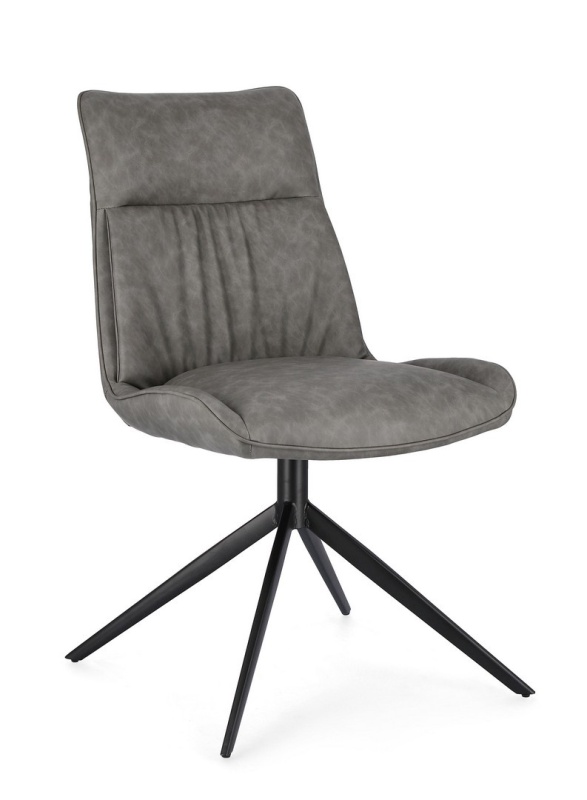 Set de 2 scaune din piele ecologică și oțel vopsit electrostatic, Gri, 50 x 64 x 86 cm