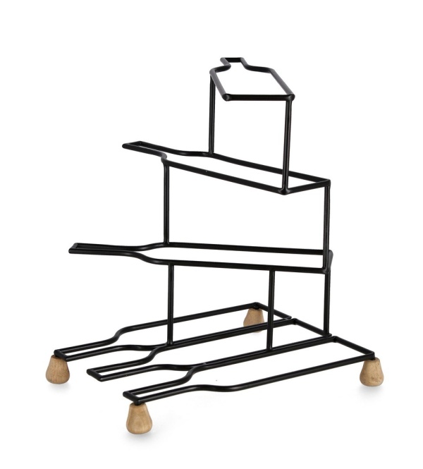 Set de 2 suporturi sticle Isaac, pentru 6 sticle, din oțel vopsit electrostatic, negru, 37x35x36 cm