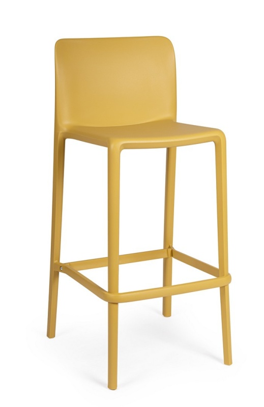 Set de 4 scaune de bar Chloris, din polipropilenă, ocru, 48x44x102 cm