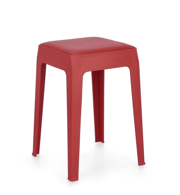 Set de 6 taburete cu șezut din piele ecologică, roșu, 33x33x47 cm