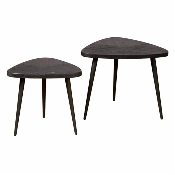 Set masute de cafea Viola din lemn de mango negru 50 si 60 cm