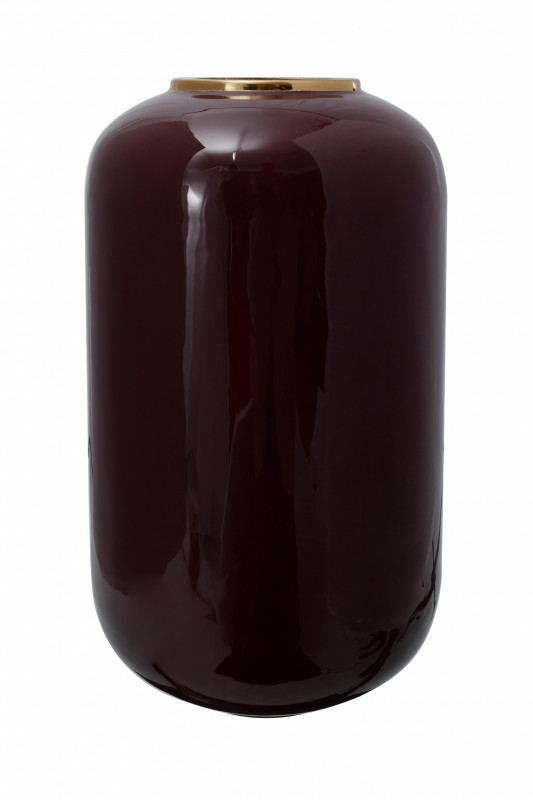 Vaza din fier Art Deco, bordo / auriu 24x24x48,5 cm