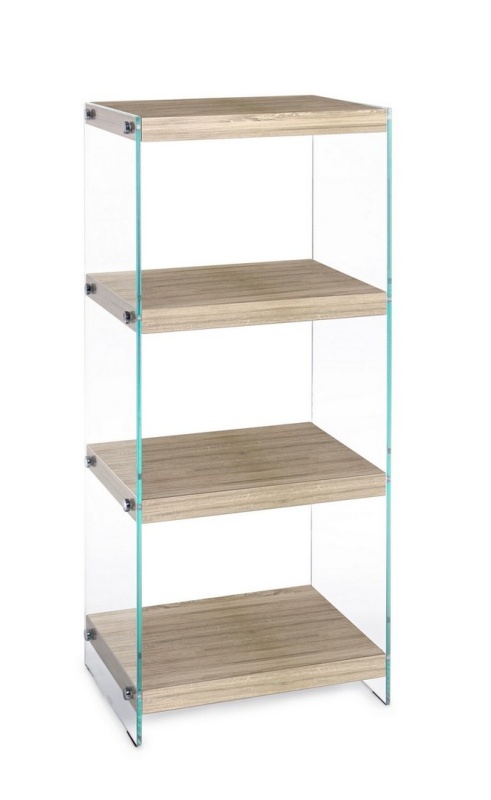 Bibliotecă Kenya cu 4 rafturi MDF si sticla 100,5 cm