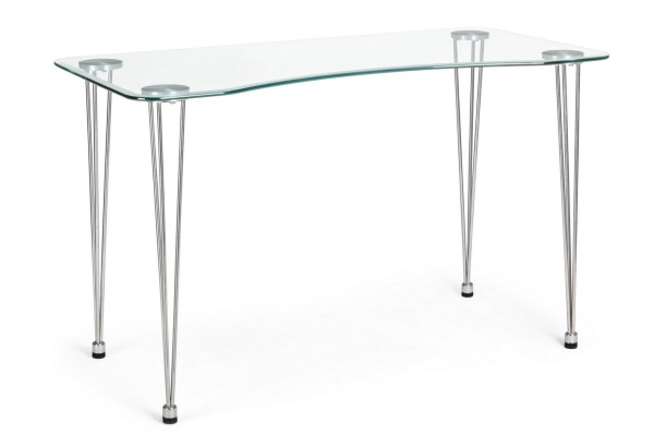 Birou cu blat din sticlă securizată și picioare din oțel cromat, 120x60 cm