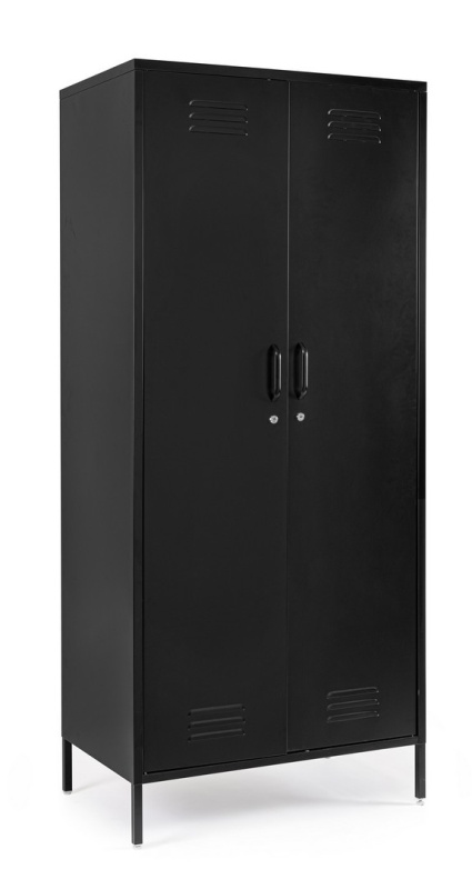 Dulap Cambridge, cu 2 uși, din oțel, vopsit electrostatic, negru, 80x50x185 cm