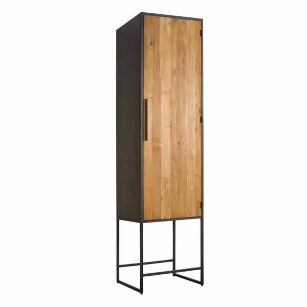 Dulap living Felino din lemn de tec si cadru metalic, deschidere pe stanga 60 cm