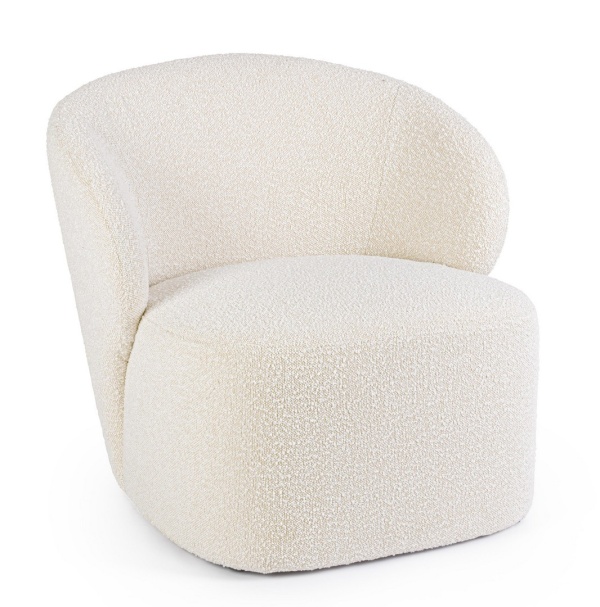 Fotoliu natural din textil bouclé, 79.5 x 75.5 x 72 cm