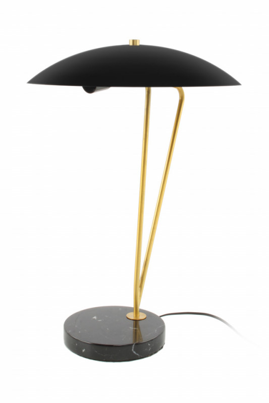 Lampa decorativa din fier/marmura Kayani neagra /aurie /neagra, un bec