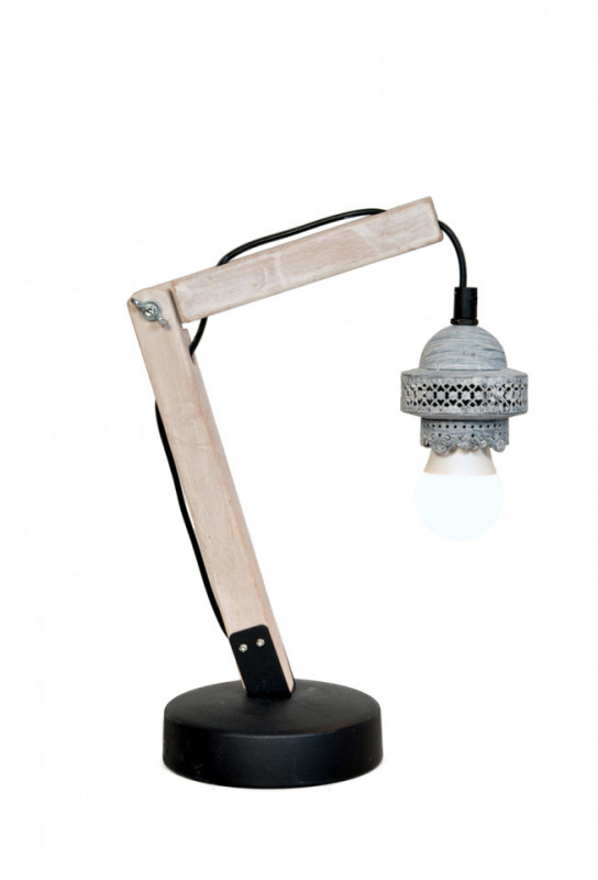 Lampa decorativa din lemn/fier Rossa VI gri, un bec