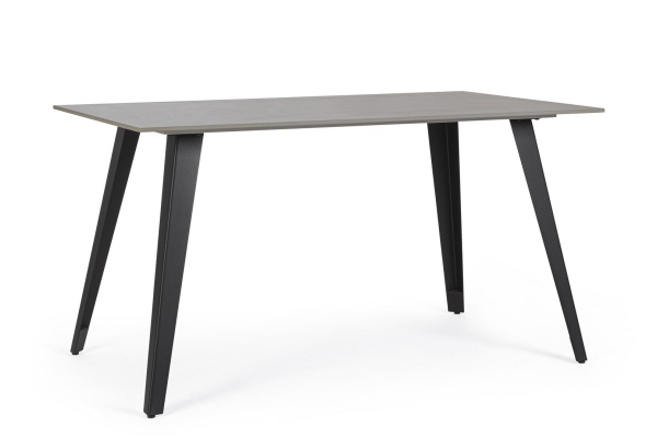 Masă Arjeta, cu blat din ceramică efect marmură și picioare din oțel, negru, 140x80 cm