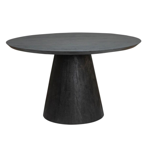 Masa de dining rotunda Premana din lemn de mango neagra 130 cm