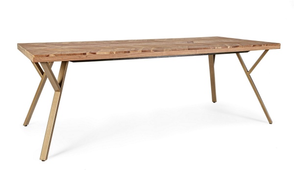Masa Raida fixă, pentru 8 locuri, blat din lemn de acacia, 220x100x76 cm
