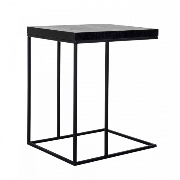 Masuta de cafea dreptunghiulara din stejar si metal Oakura 65x55x45 cm neagra