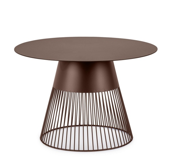 Măsuță de cafea Godric, rotundă, cu blat din marmură și cadru din oțel vopsit epoxidic, diametru 60 cm, înălțime 39 cm