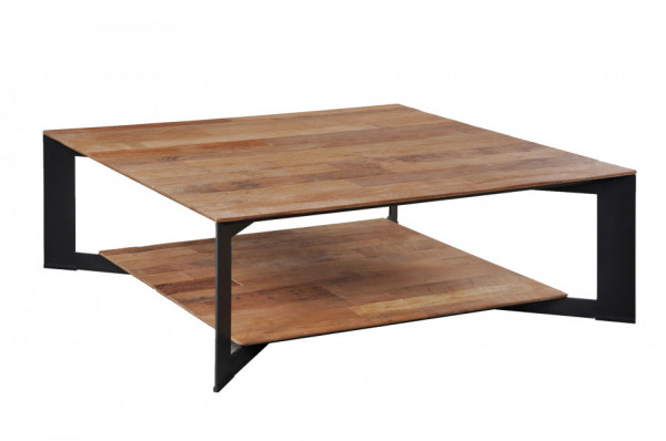 Masuta de cafea patrata din lemn cu spatiu de depozitare 100x100x35 cm maro