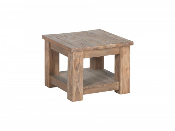 Masuta de cafea patrata din lemn cu spatiu de depozitare 60x60x45 cm maro